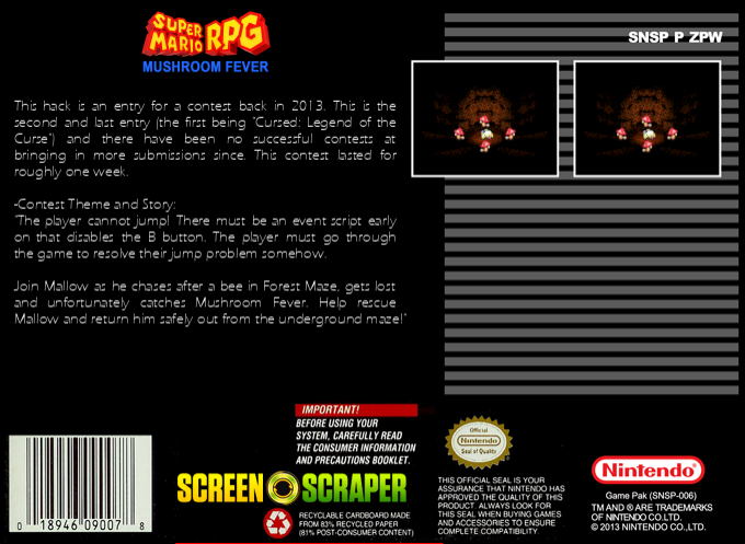Super Mario RPG : Mushroom Fever (Hack) — Box back